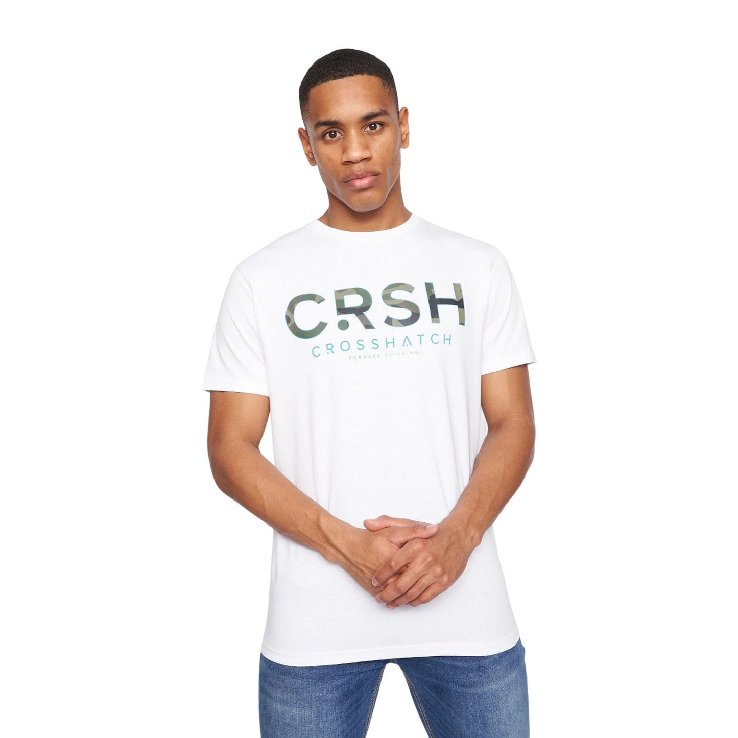 White - Front - Crosshatch Mens Fratter T-Shirt