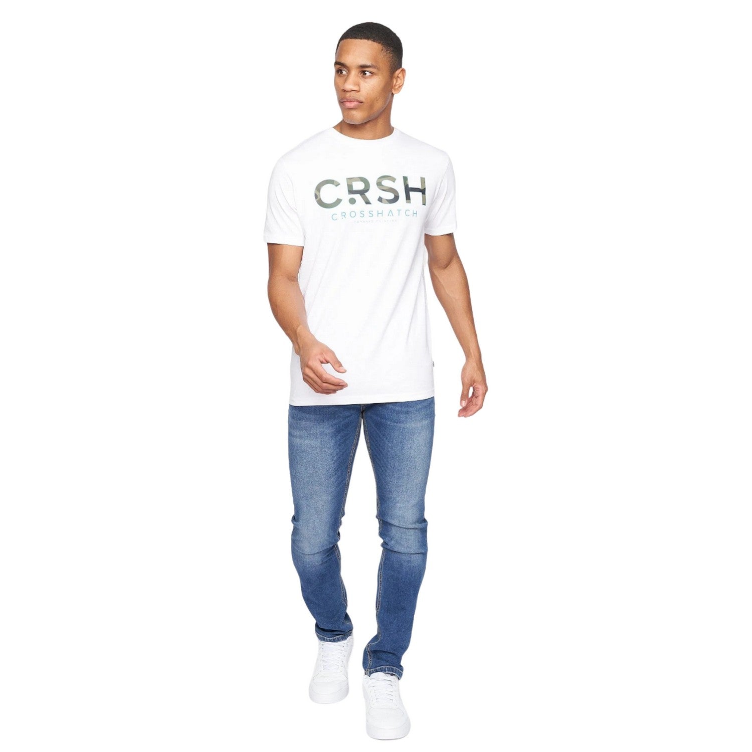White - Side - Crosshatch Mens Fratter T-Shirt
