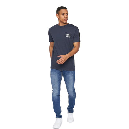 Navy - Side - Crosshatch Mens Tugford T-Shirt