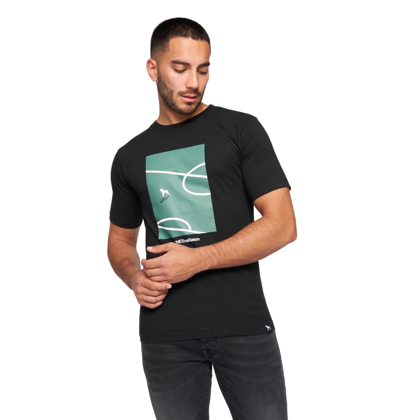 Black - Front - One True Saxon Mens Turf T-Shirt