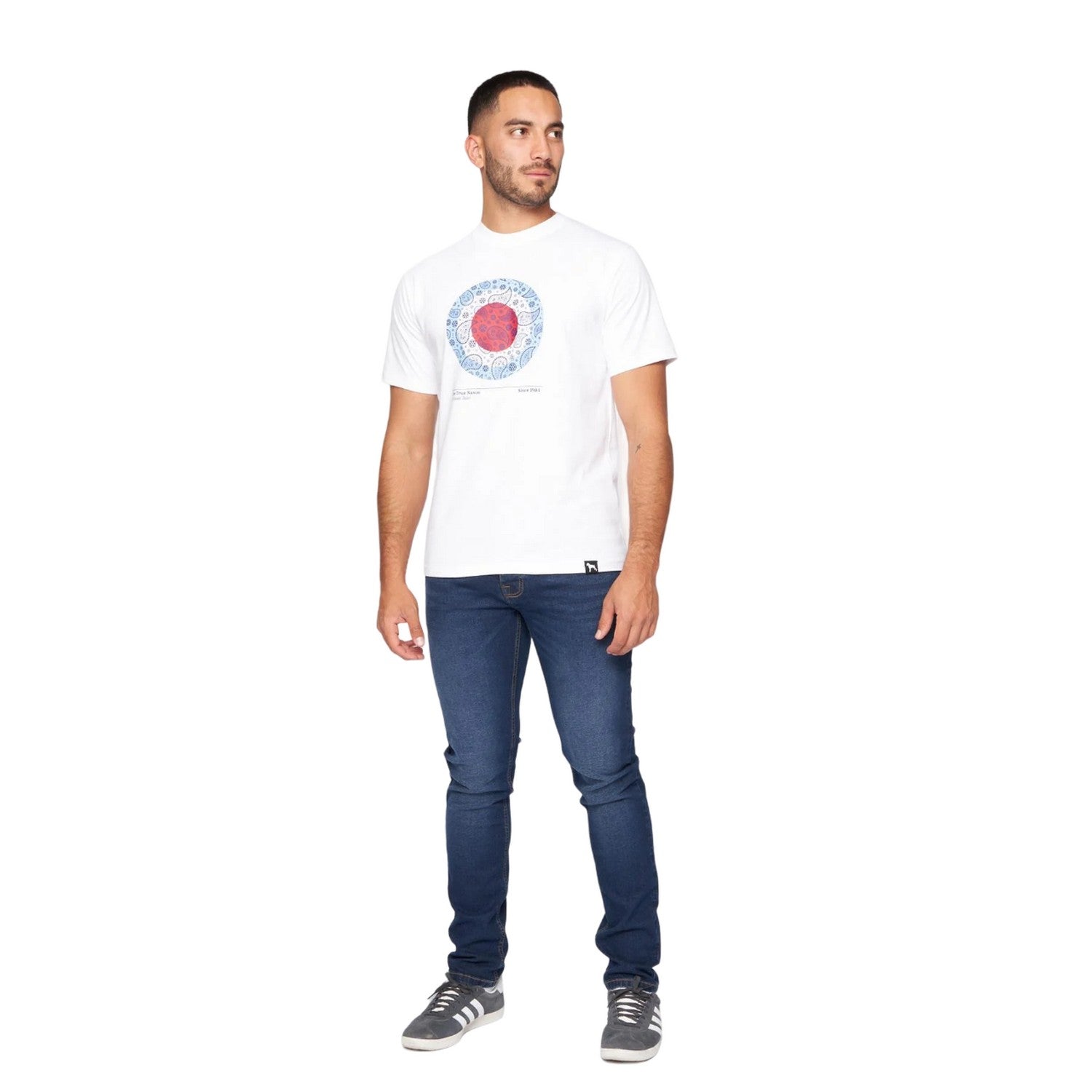 Optic White - Side - One True Saxon Mens Paisley T-Shirt