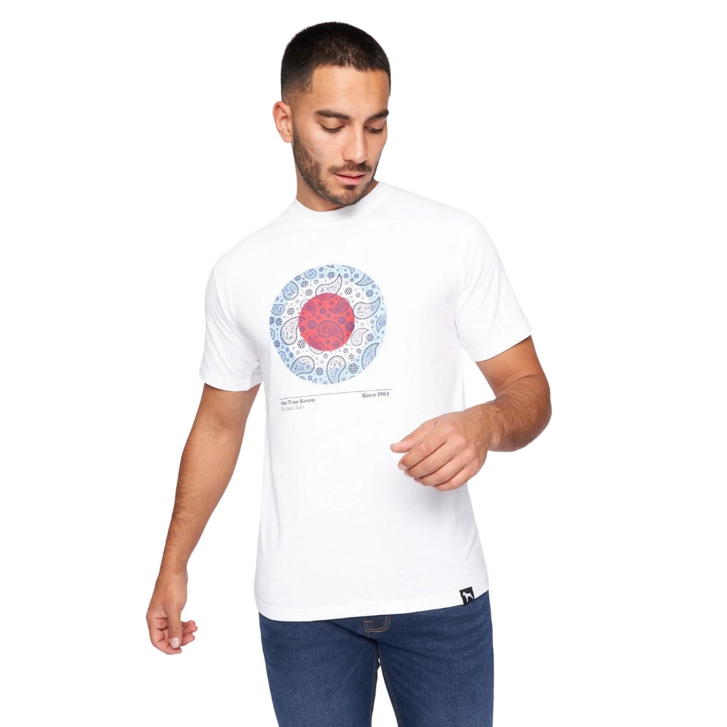 Optic White - Front - One True Saxon Mens Paisley T-Shirt