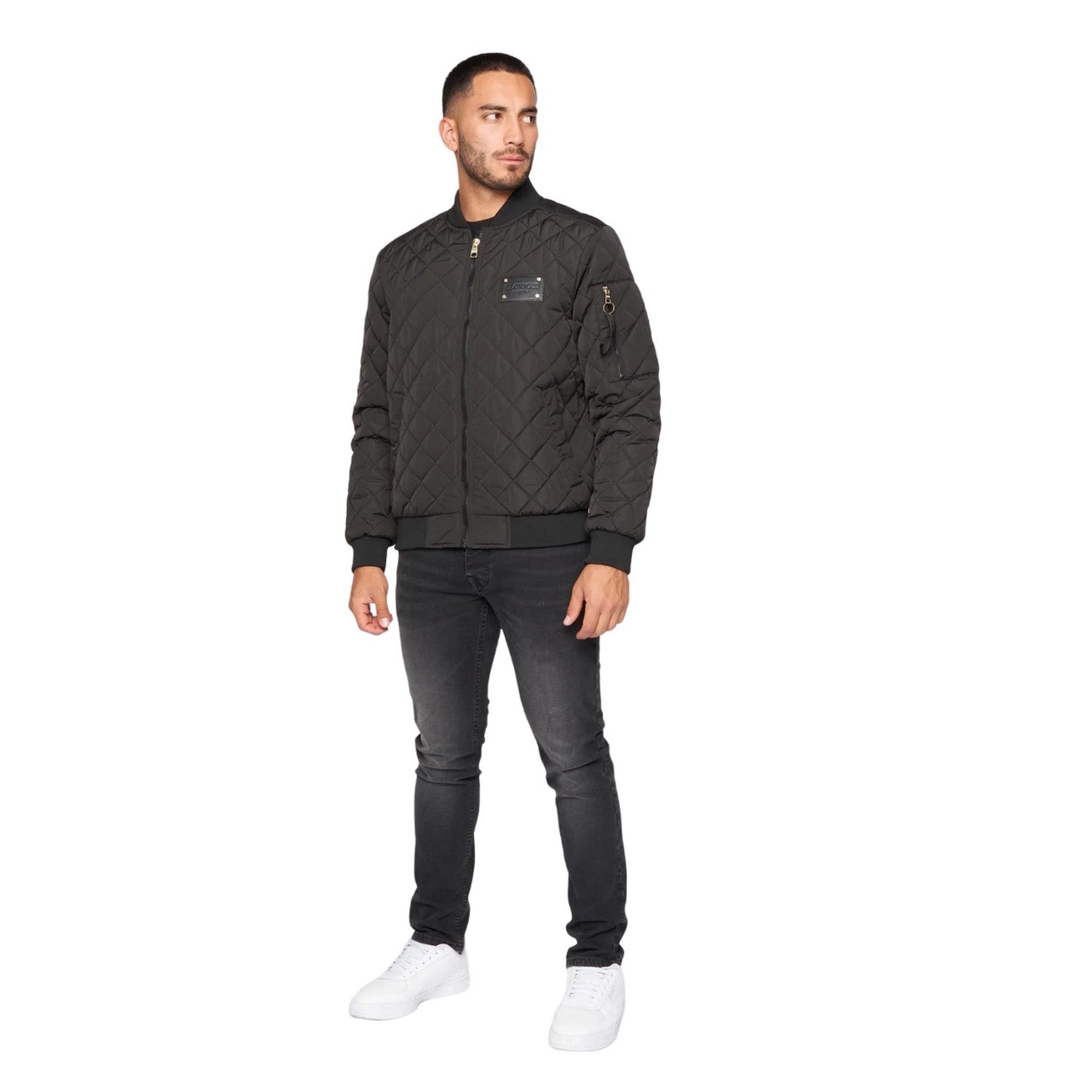 Black - Side - Glorious Gangsta Mens Moritzio Quilted Bomber Jacket