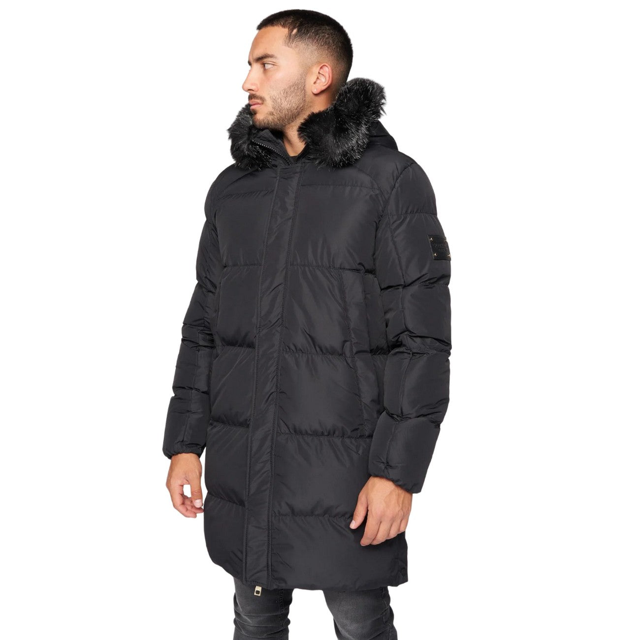 Black - Front - Glorious Gangsta Mens Omarez 2.0 Long Puffer Jacket