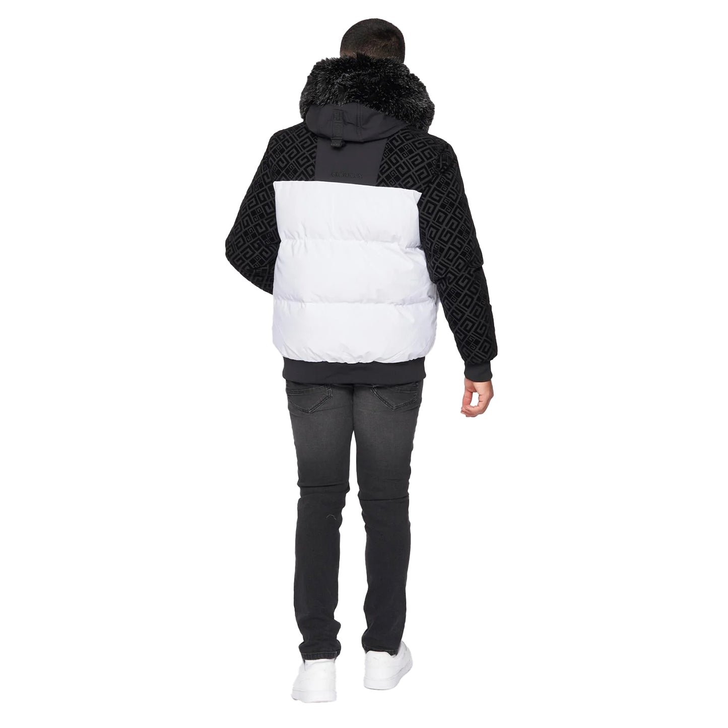 White - Close up - Glorious Gangsta Mens Larano 2.0 Short Bomber Jacket