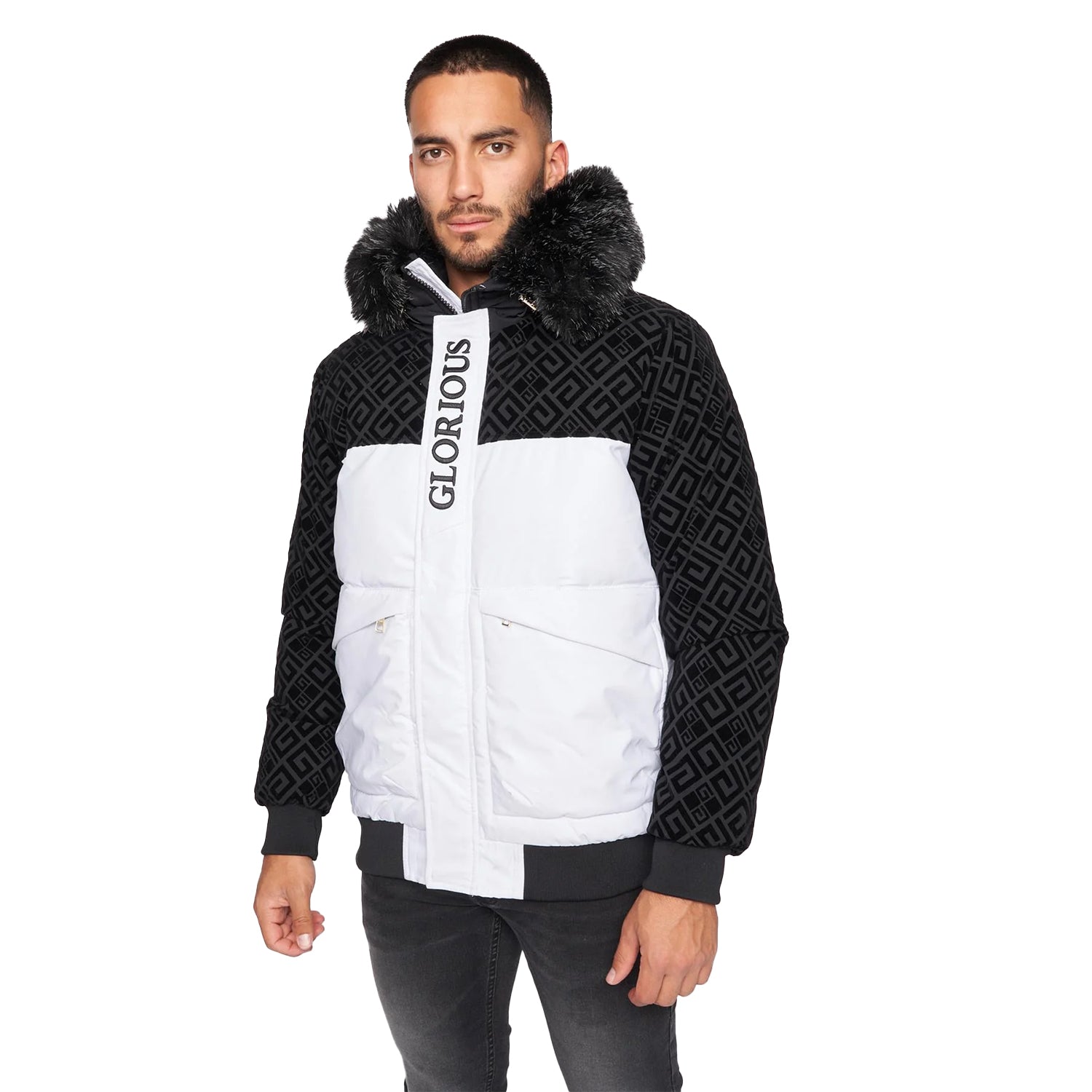 White - Front - Glorious Gangsta Mens Larano 2.0 Short Bomber Jacket