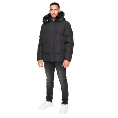 Black - Side - Glorious Gangsta Mens Omarez 2.0 Short Puffer Jacket