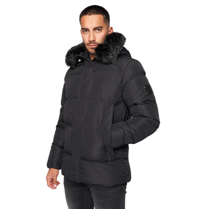 Black - Front - Glorious Gangsta Mens Omarez 2.0 Short Puffer Jacket