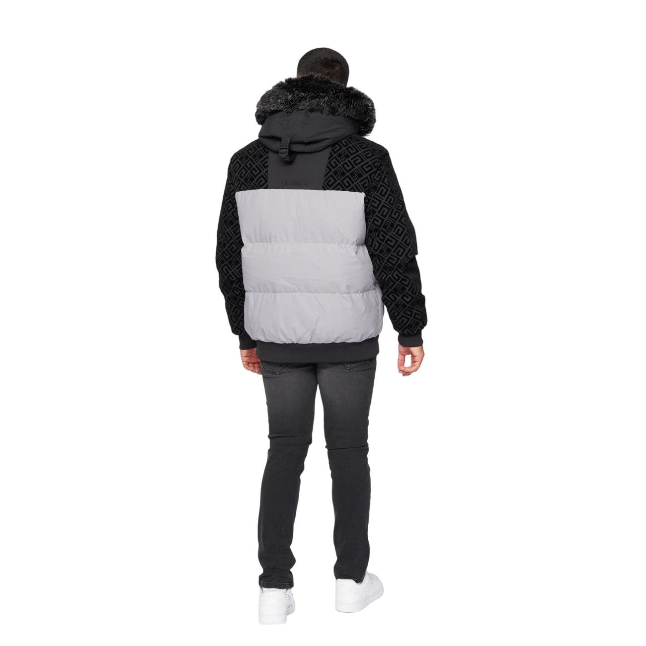 Grey - Back - Glorious Gangsta Mens Larano Short Bomber Jacket