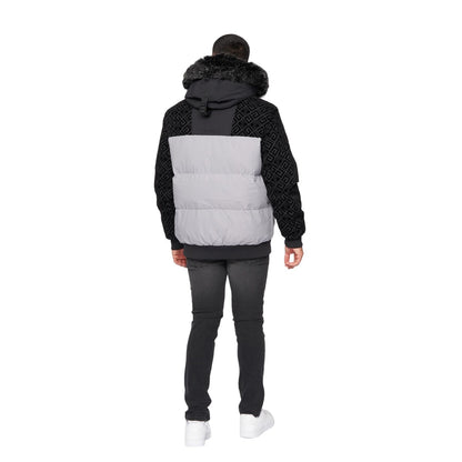 Grey - Back - Glorious Gangsta Mens Larano Short Bomber Jacket