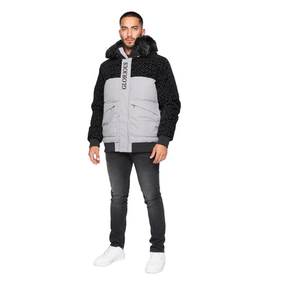 Grey - Side - Glorious Gangsta Mens Larano Short Bomber Jacket