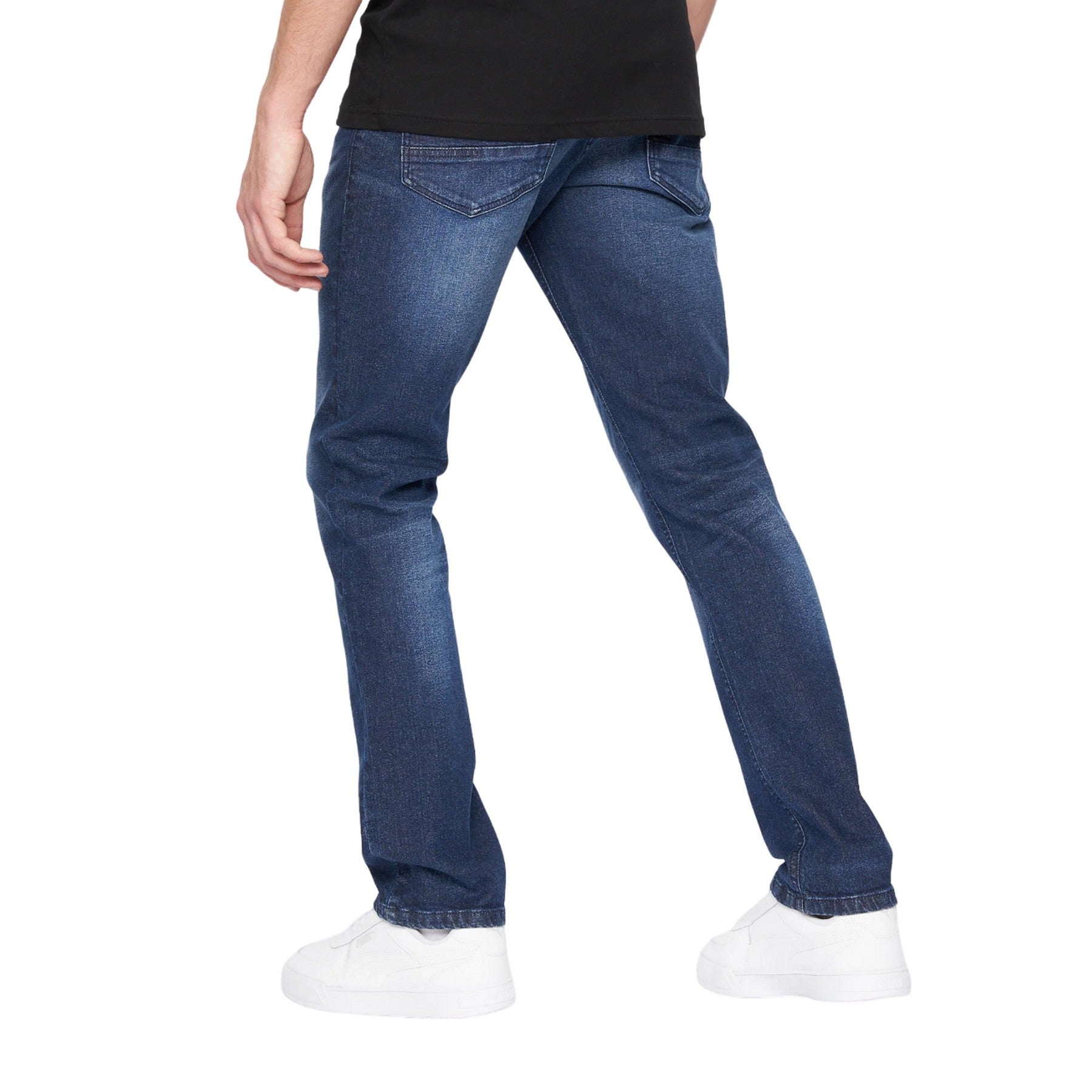 Dark Wash - Back - Crosshatch Mens Svelte Stretch Jeans