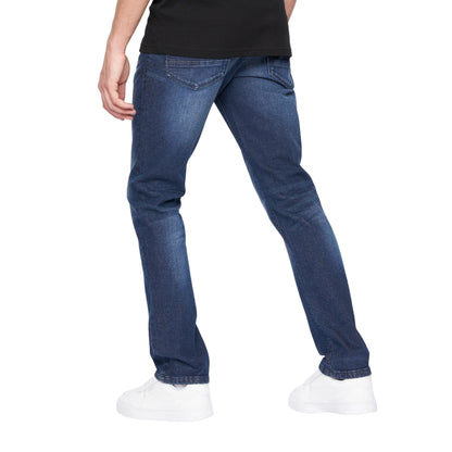 Dark Wash - Back - Crosshatch Mens Svelte Stretch Jeans