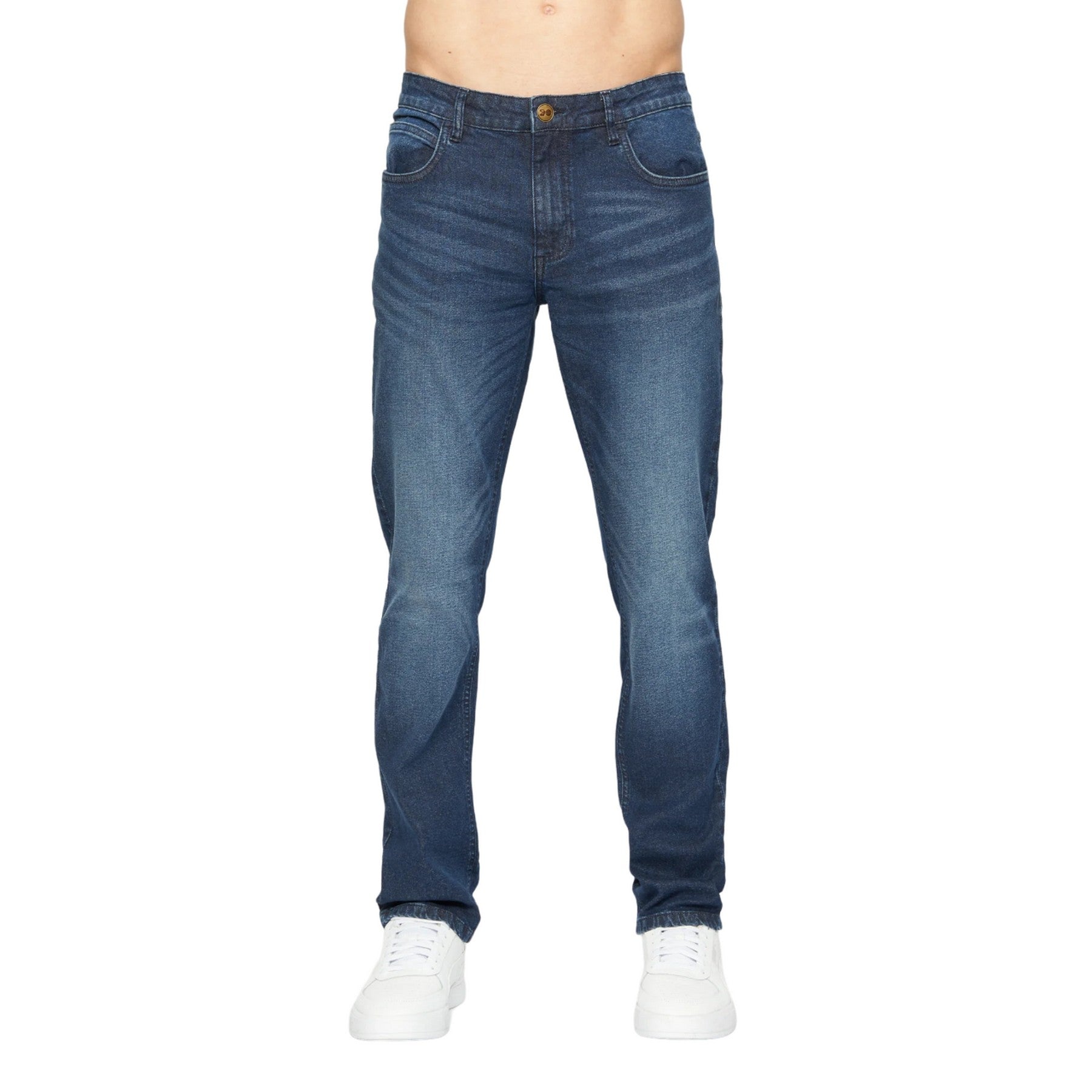 Dark Wash - Front - Crosshatch Mens Svelte Stretch Jeans