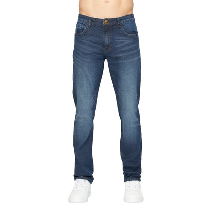 Dark Wash - Front - Crosshatch Mens Svelte Stretch Jeans