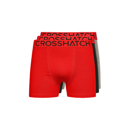 Red - Front - Crosshatch Mens Knightling MVE Boxer Shorts (Pack of 3)
