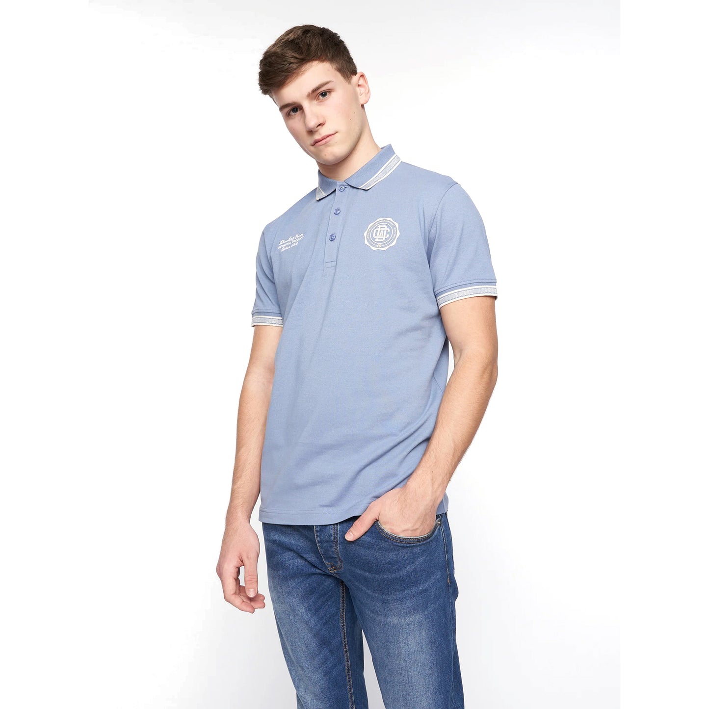 Blue - Side - Duck and Cover Mens Keyaan Polo Shirt