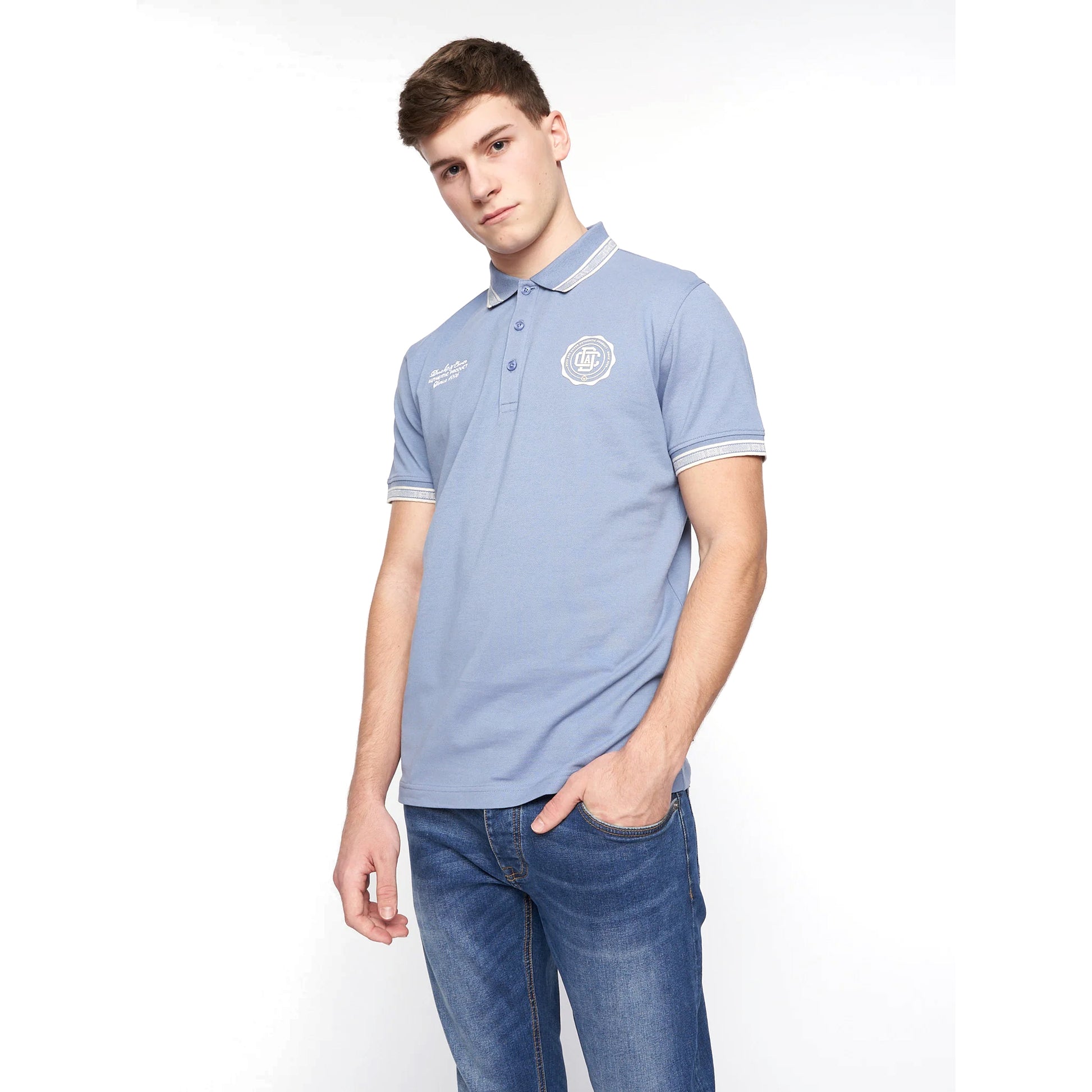 Blue - Side - Duck and Cover Mens Keyaan Polo Shirt