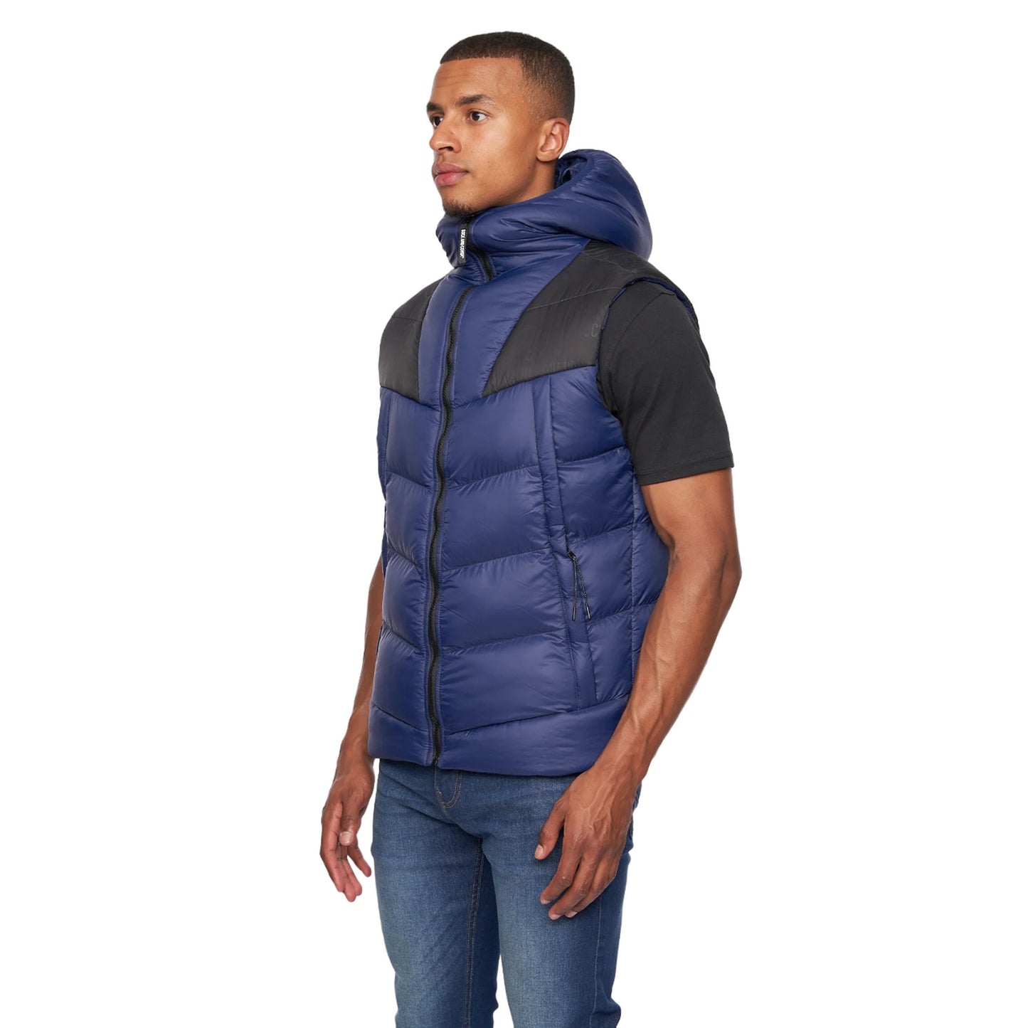 Navy-Black - Side - Duck and Cover Mens Raymax Gilet