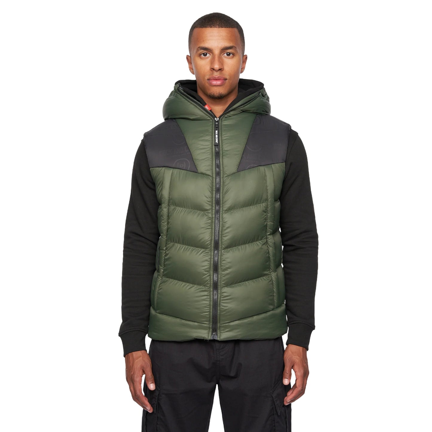 Dark Olive-Black - Front - Duck and Cover Mens Raymax Gilet