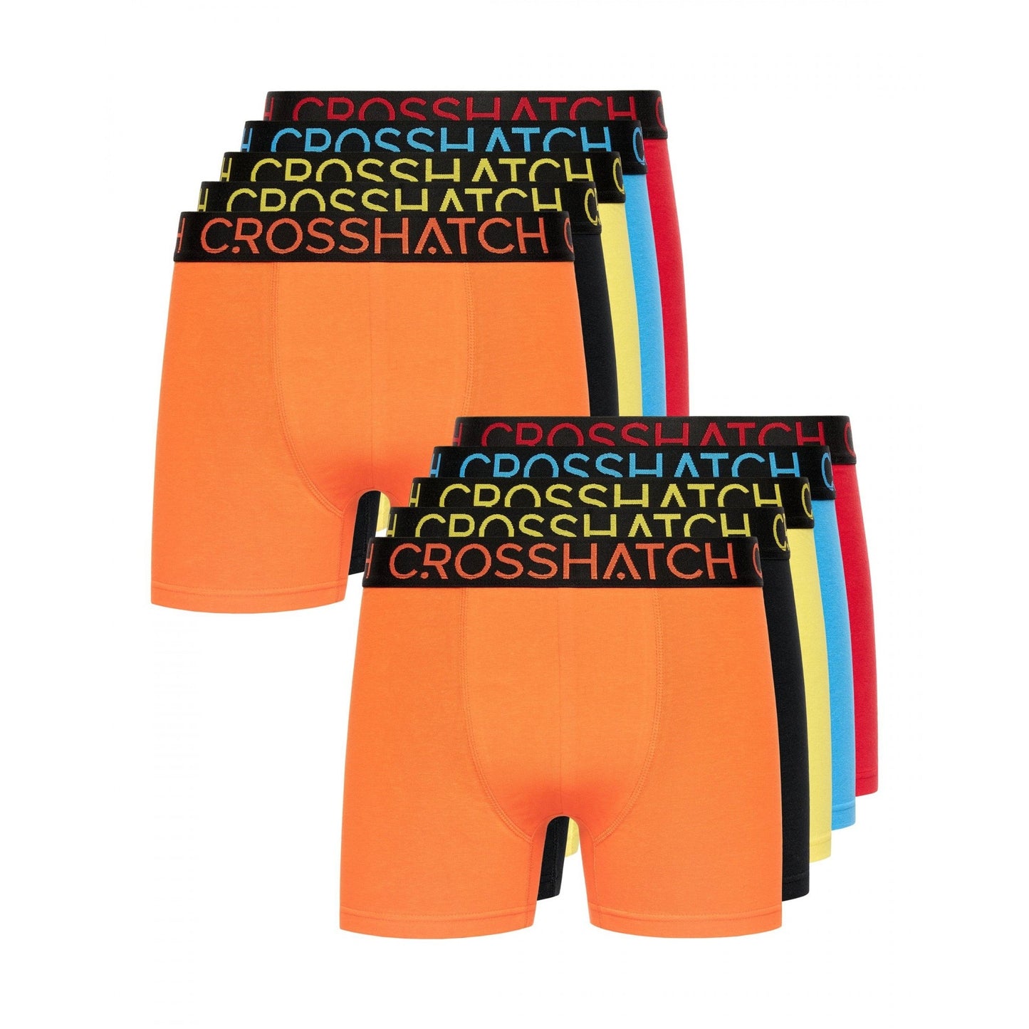 Multicoloured - Front - Crosshatch Mens Highlighter Boxer Shorts (Pack of 12)