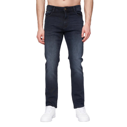 Blue-Black - Front - Henleys Mens Craze Comfort Denim Fitted Jeans
