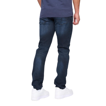 Blue-Black - Back - Henleys Mens Craze Comfort Denim Fitted Jeans
