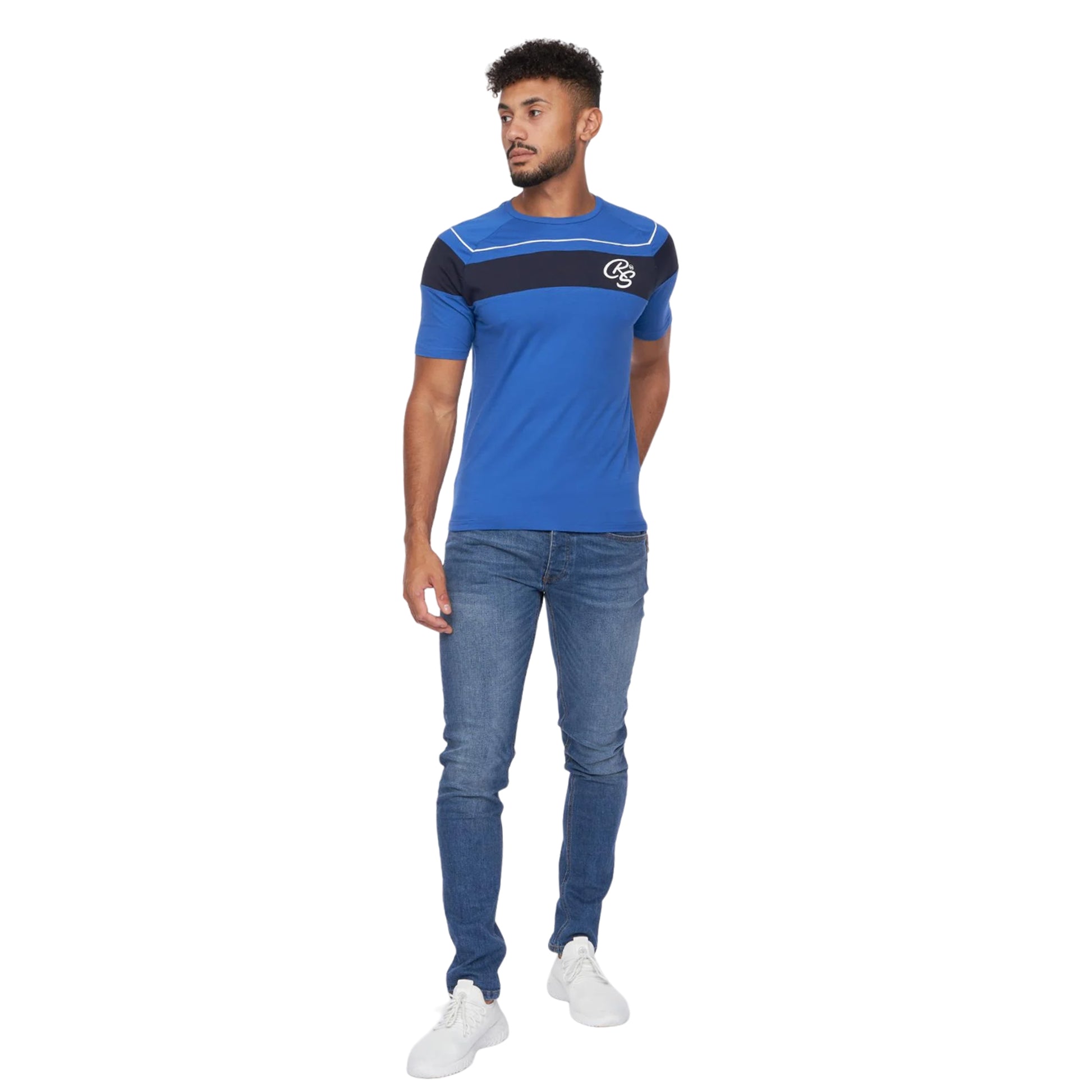 Blue - Side - Crosshatch Mens Craftore T-Shirt