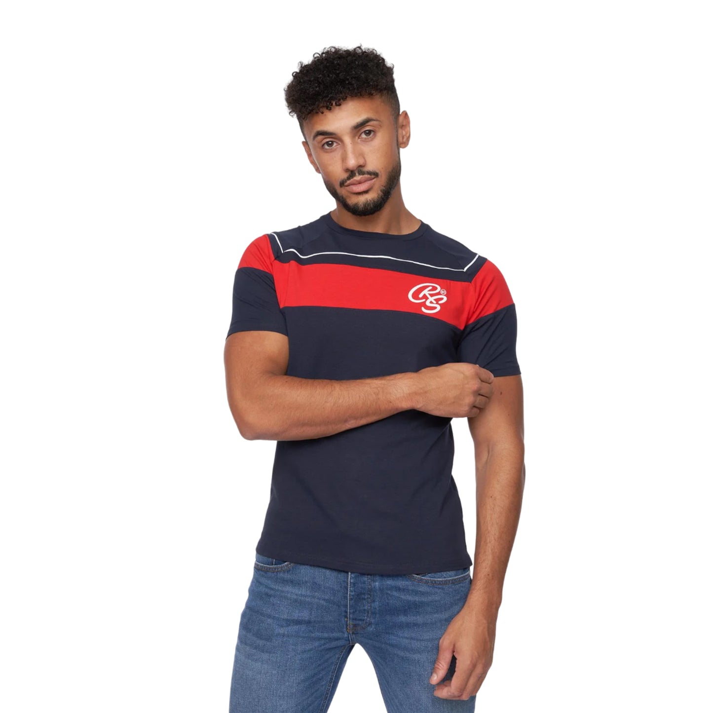 Navy - Front - Crosshatch Mens Craftore T-Shirt