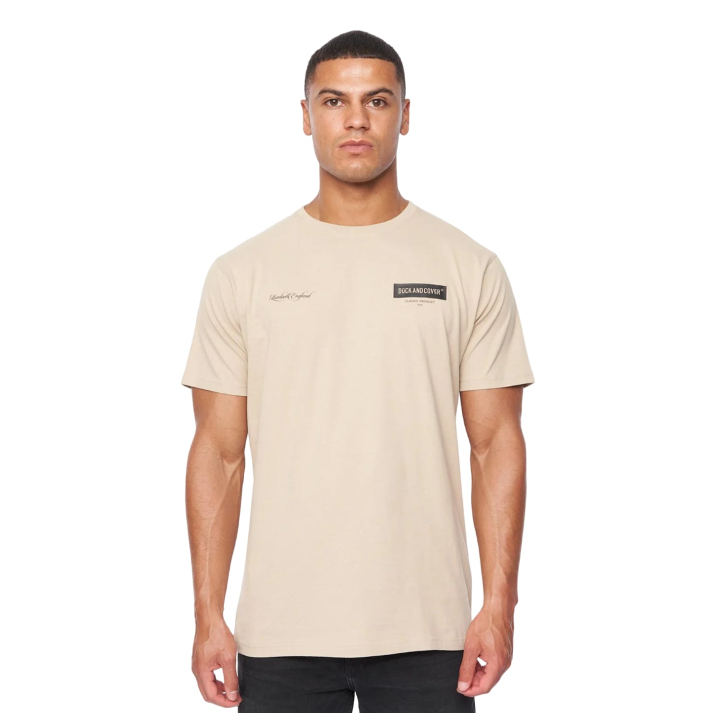 Greige - Front - Duck and Cover Mens Mersak T-Shirt