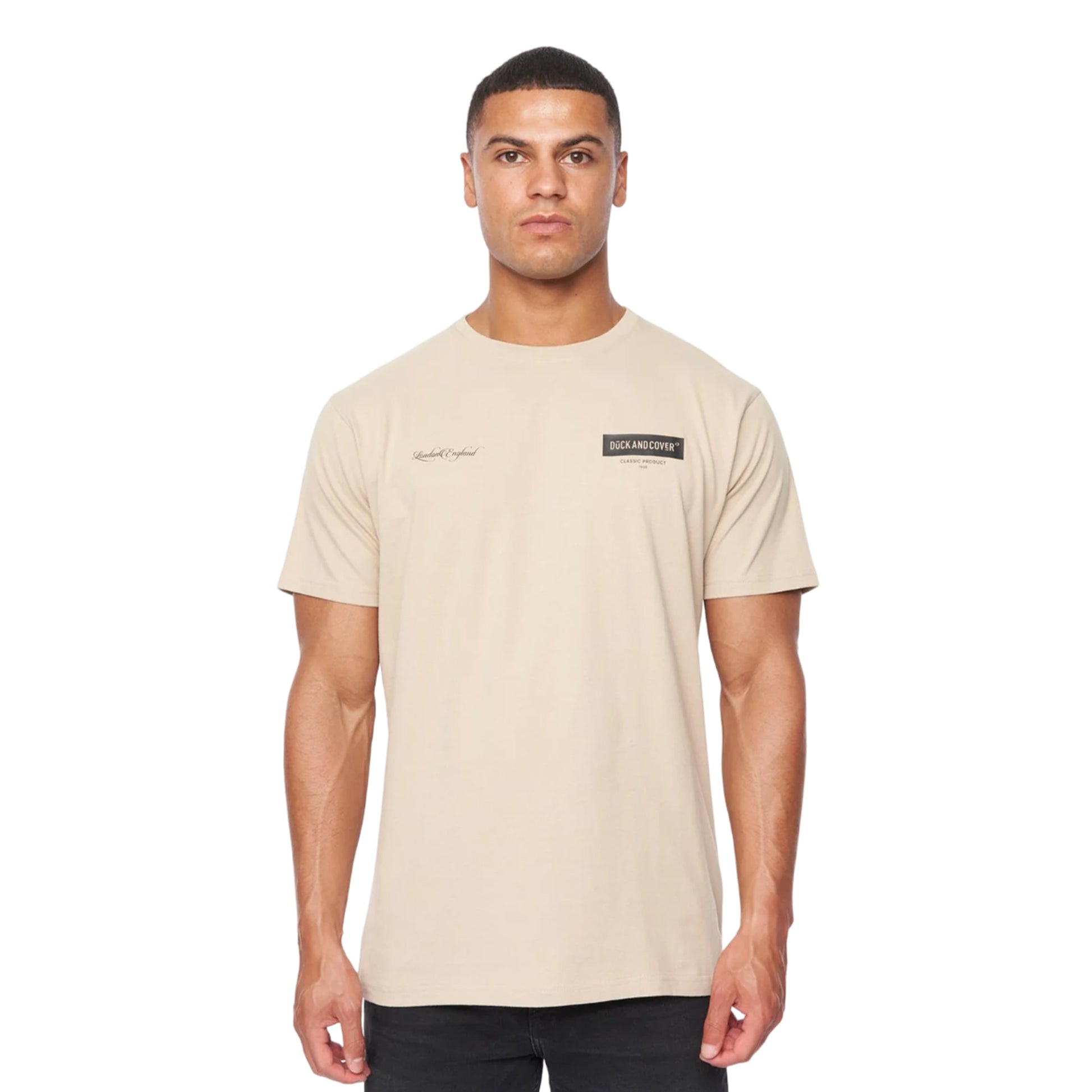 Greige - Front - Duck and Cover Mens Mersak T-Shirt