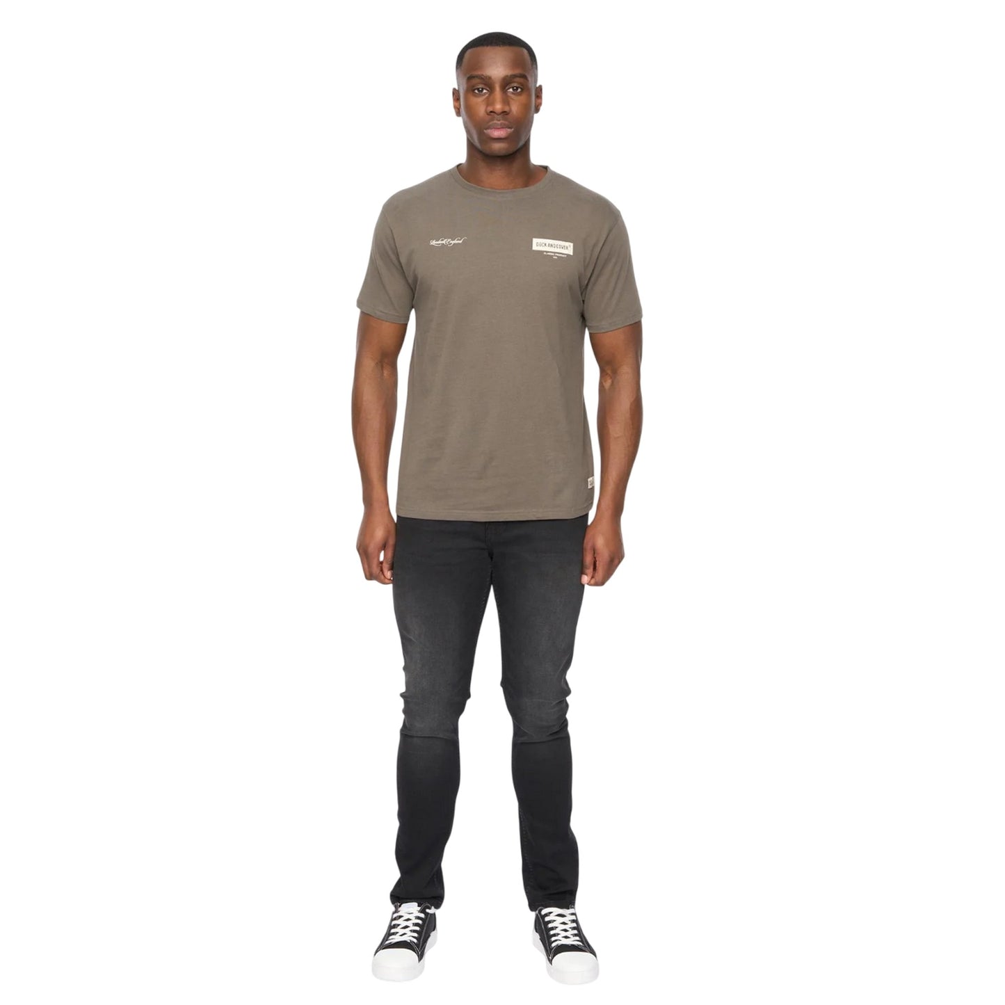 Dark Olive - Side - Duck and Cover Mens Mersak T-Shirt