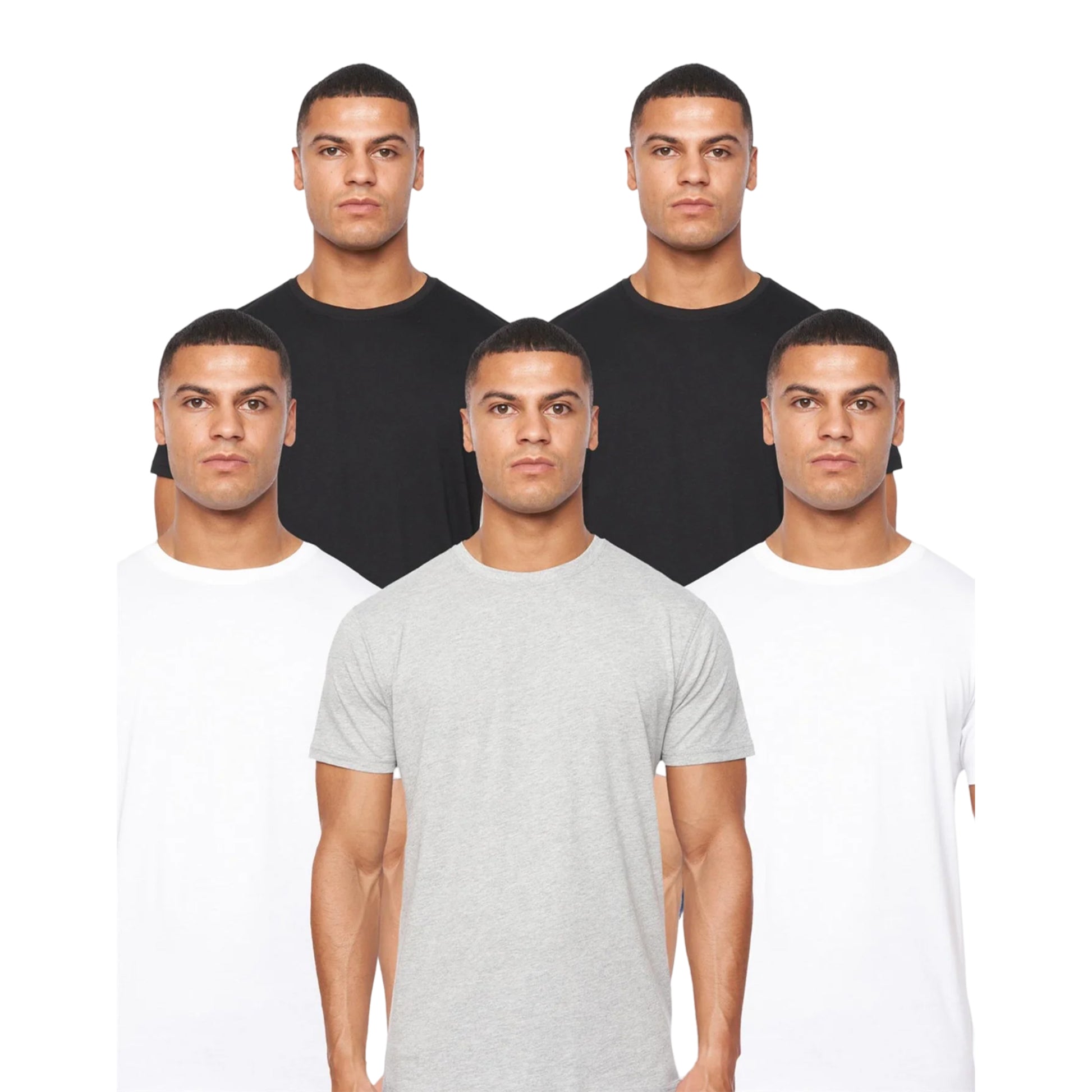 Multicoloured - Front - Duck and Cover Mens Caplaz Plain T-Shirt (Pack of 5)