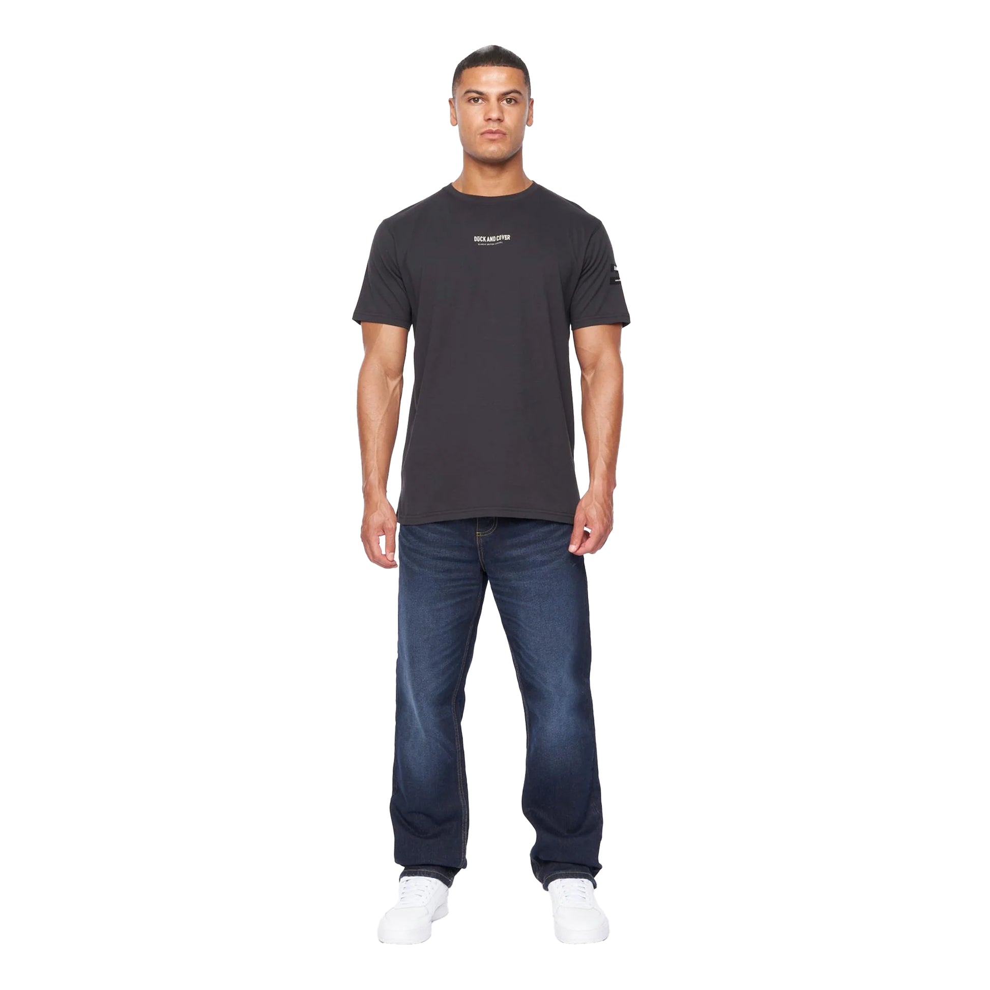 Dark Wash - Side - Duck and Cover Mens Rushawn Relaxed Fit Jeans