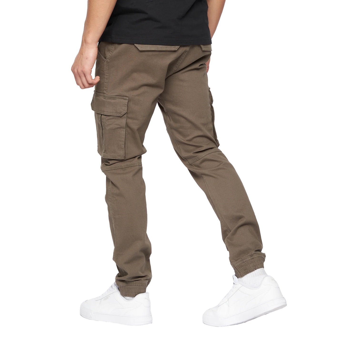 Khaki - Back - Crosshatch Mens Frentons Cargo Trousers