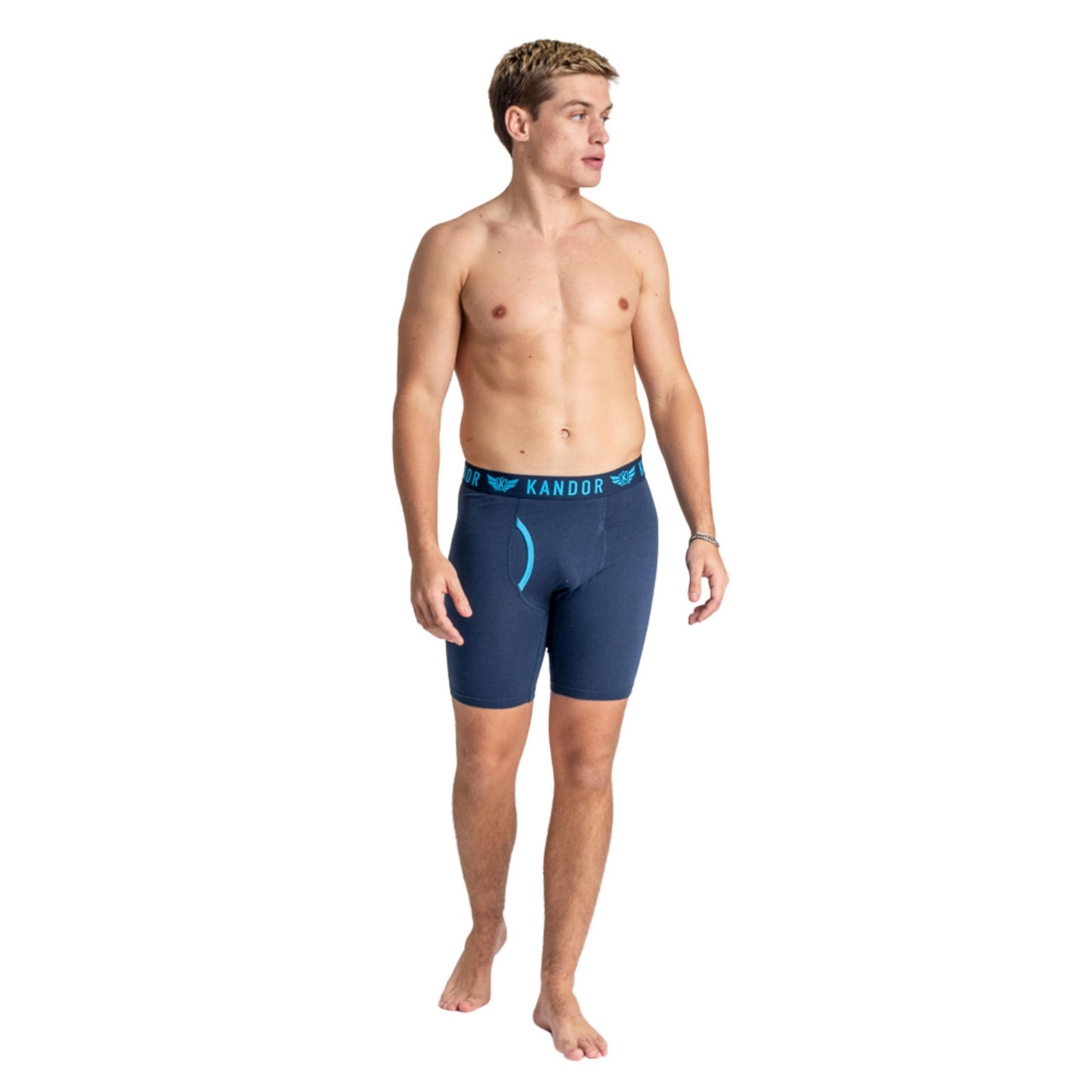 Blue - Back - Kandor Mens Trunken Boxer Shorts (Pack of 3)