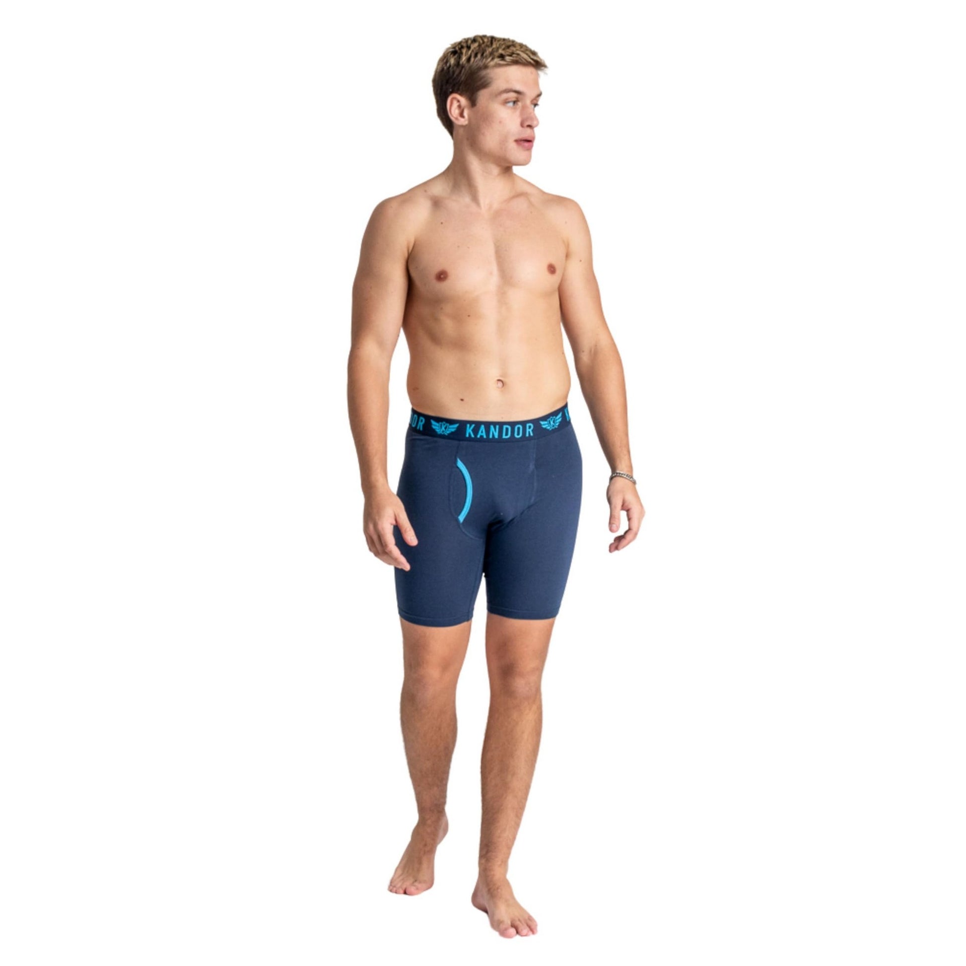 Blue - Back - Kandor Mens Trunken Boxer Shorts (Pack of 3)