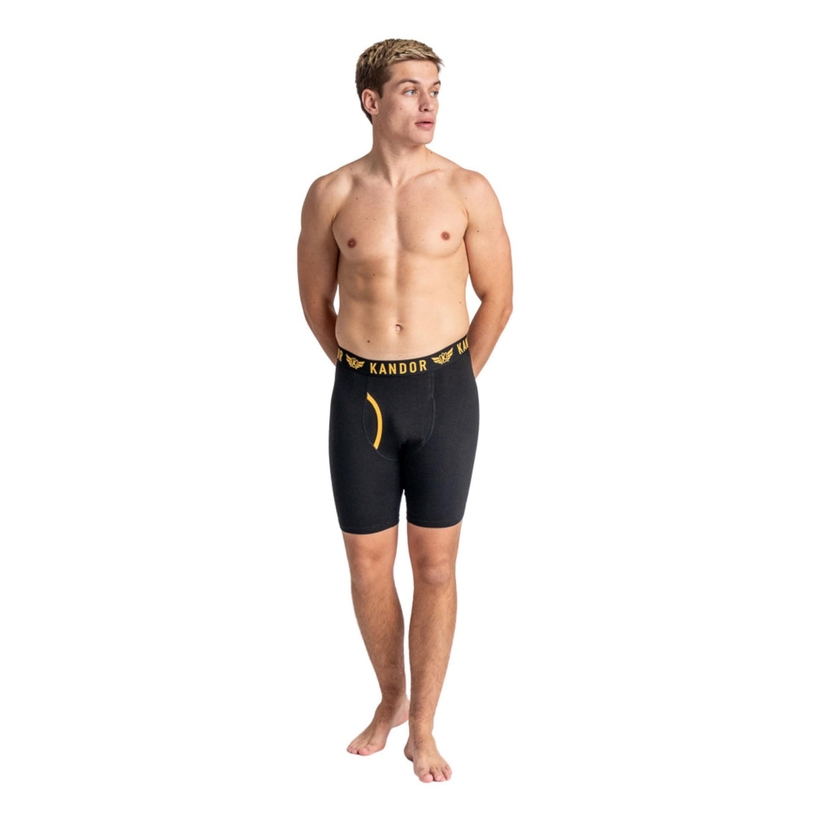 Yellow - Back - Kandor Mens Trunken Boxer Shorts (Pack of 3)