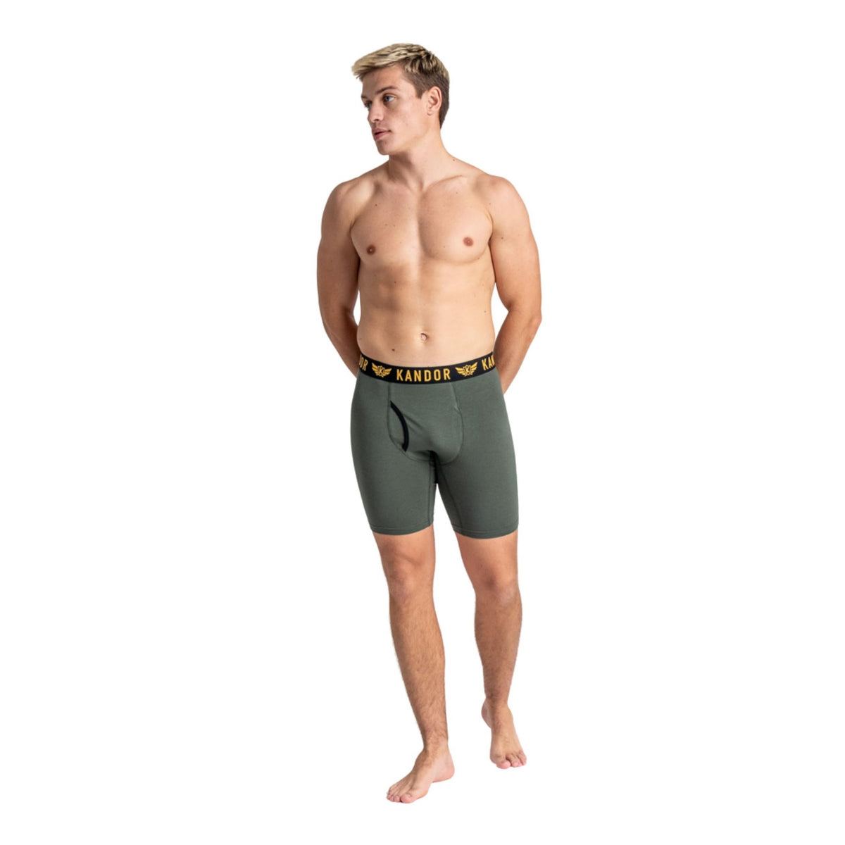 Yellow - Side - Kandor Mens Trunken Boxer Shorts (Pack of 3)