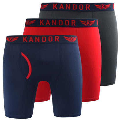 Red - Front - Kandor Mens Trunken Boxer Shorts (Pack of 3)