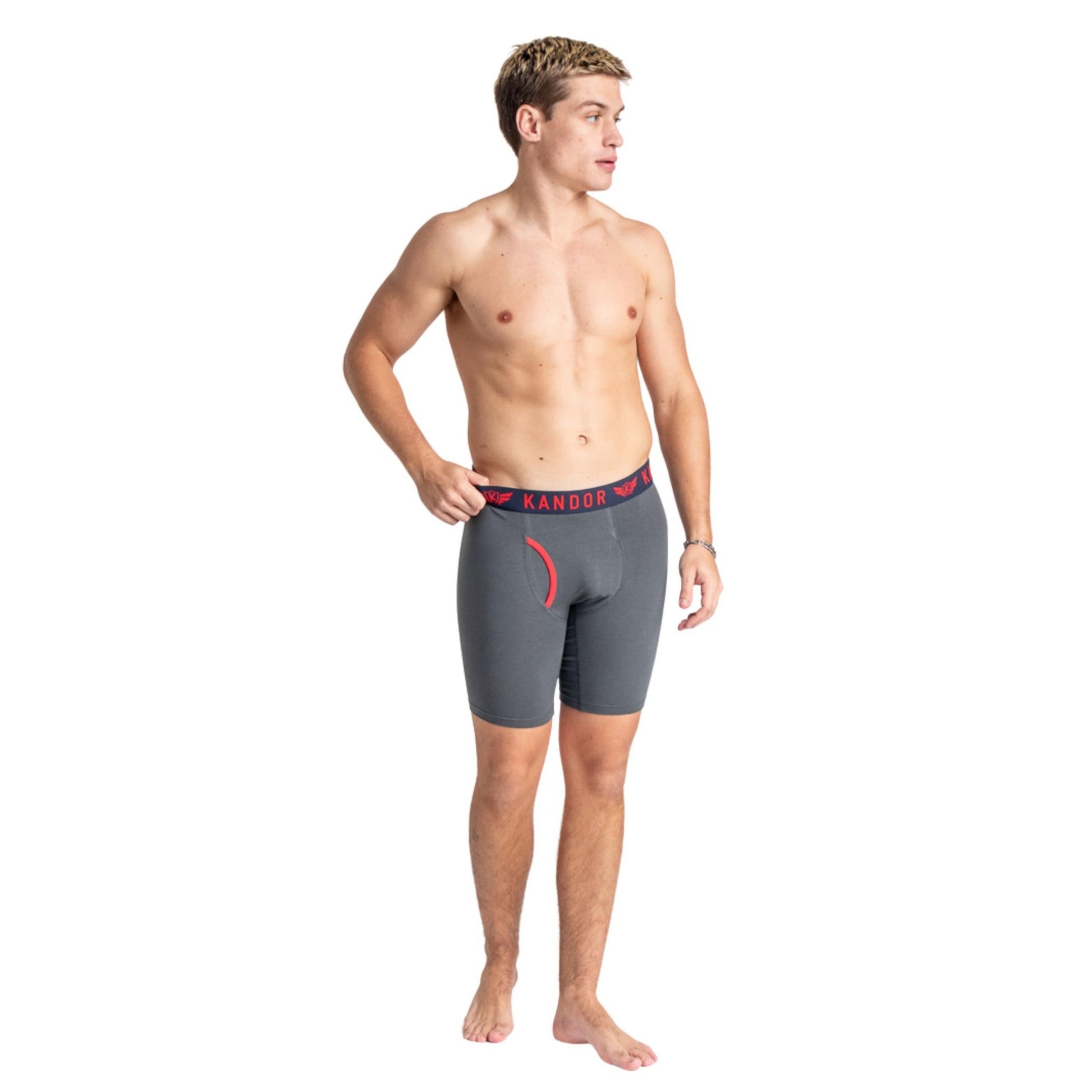 Red - Back - Kandor Mens Trunken Boxer Shorts (Pack of 3)