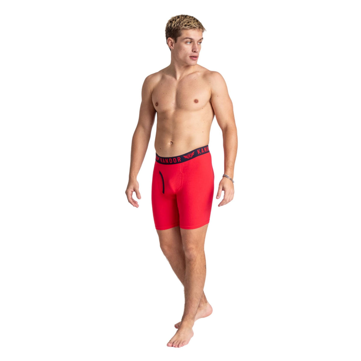 Red - Side - Kandor Mens Trunken Boxer Shorts (Pack of 3)