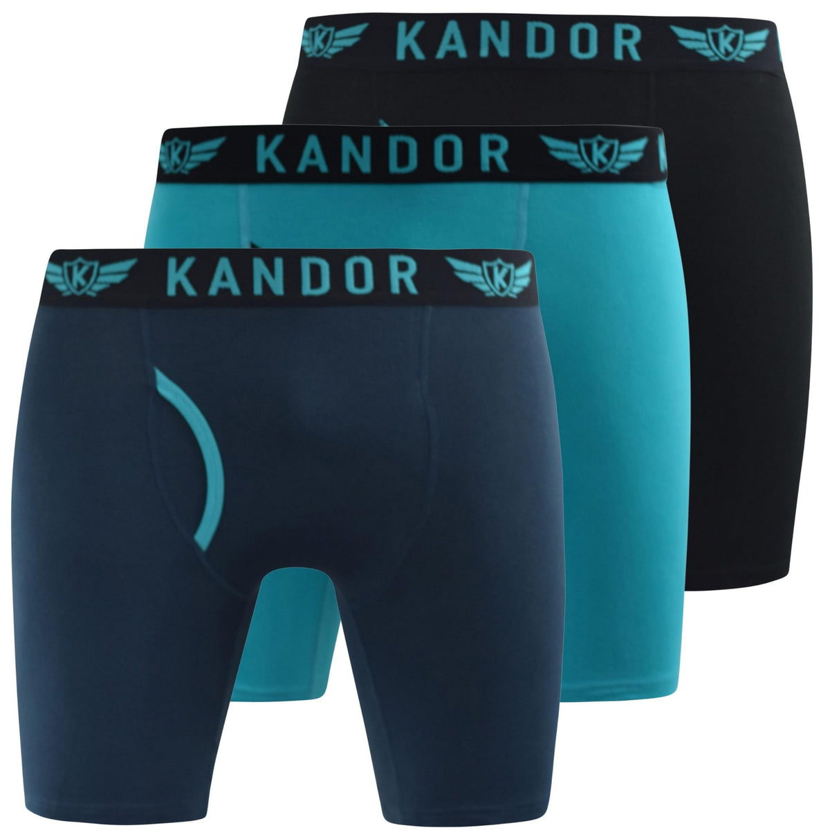 Turquoise - Front - Kandor Mens Trunken Boxer Shorts (Pack of 3)