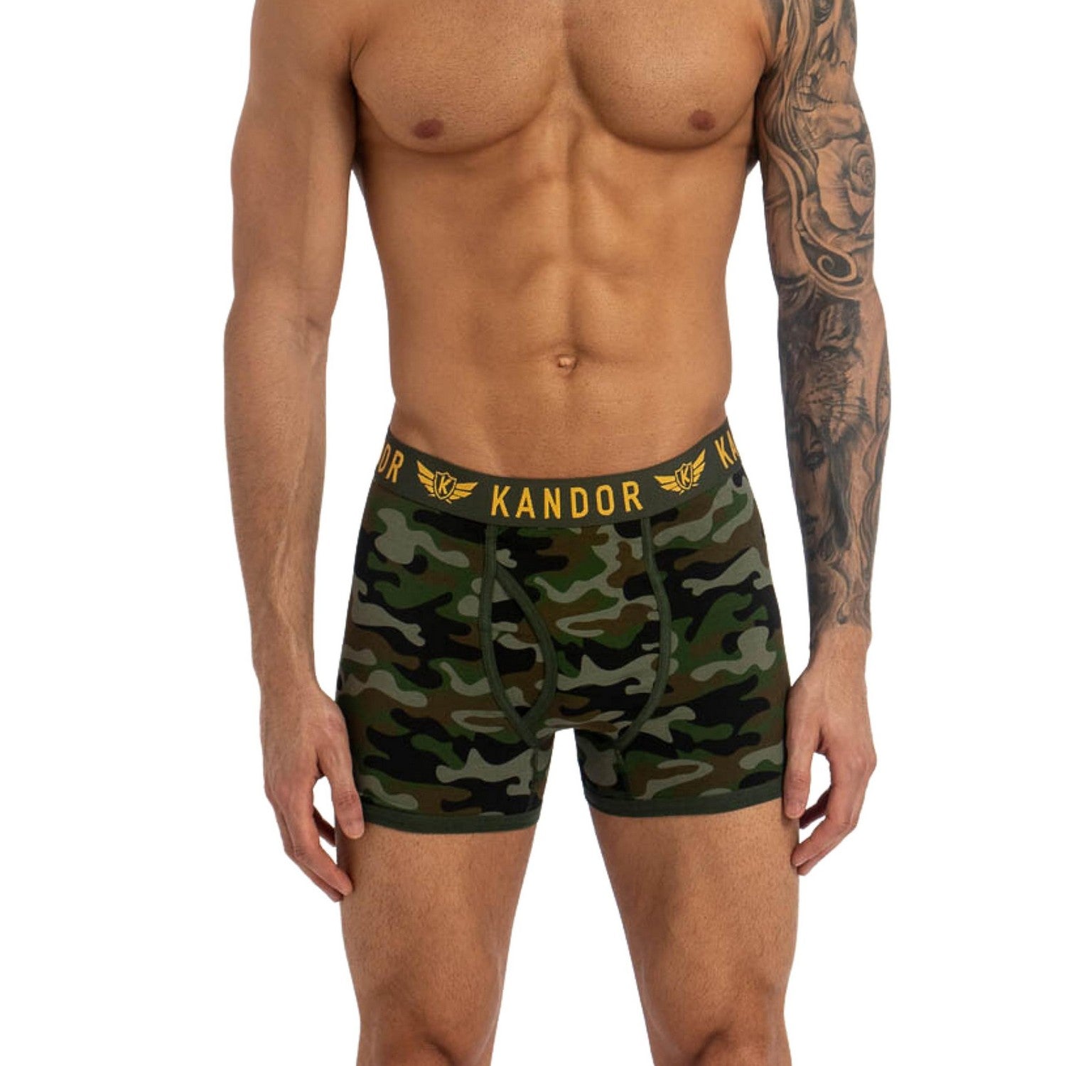 Olive - Back - Kandor Mens Camobee Bamboo Boxer Shorts (Pack of 5)