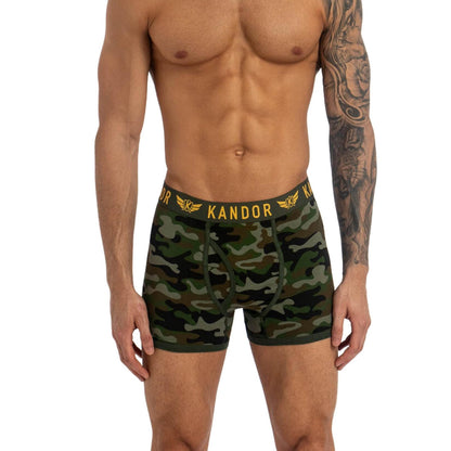 Olive - Back - Kandor Mens Camobee Bamboo Boxer Shorts (Pack of 5)