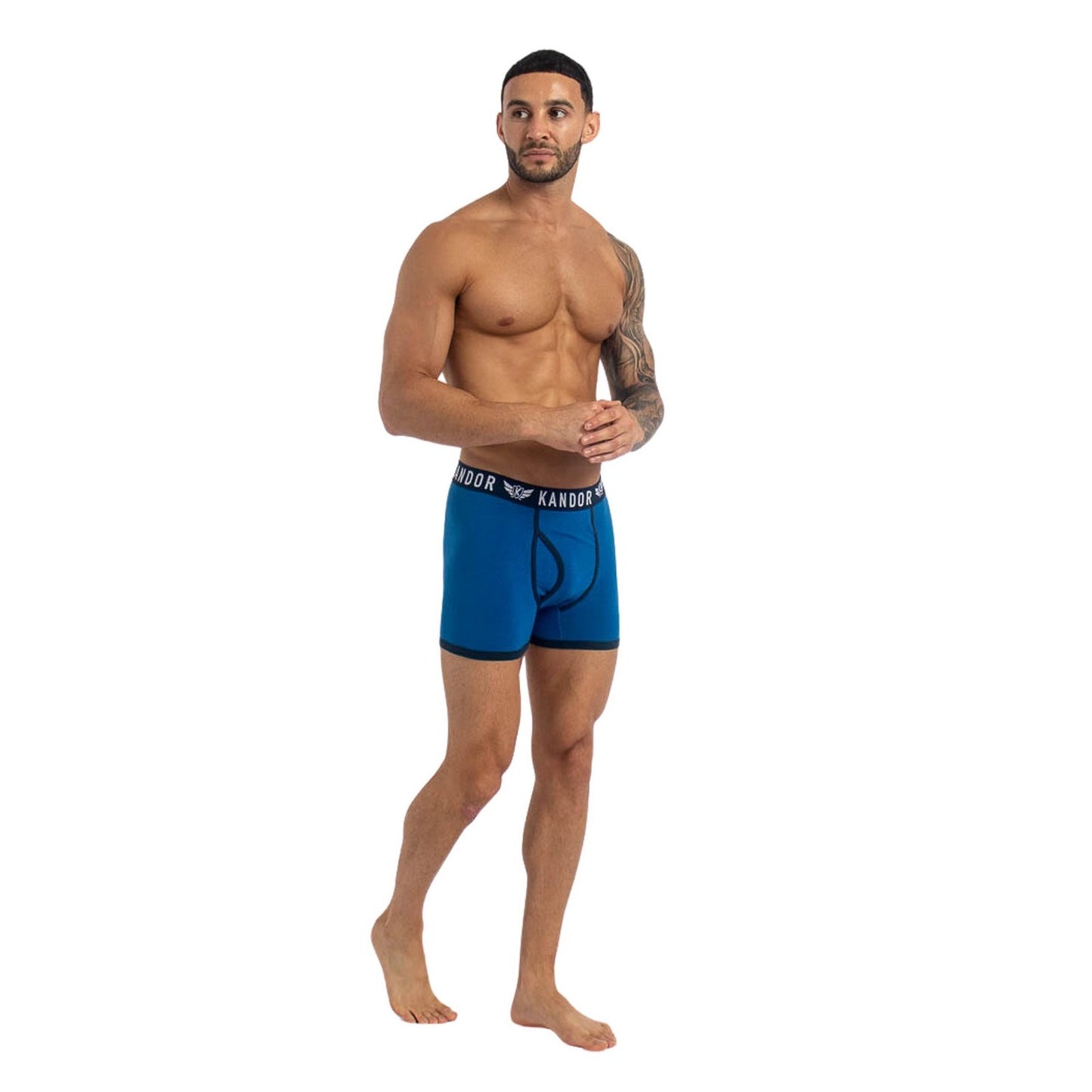 Blue - Pack Shot - Kandor Mens Camobee Bamboo Boxer Shorts (Pack of 5)