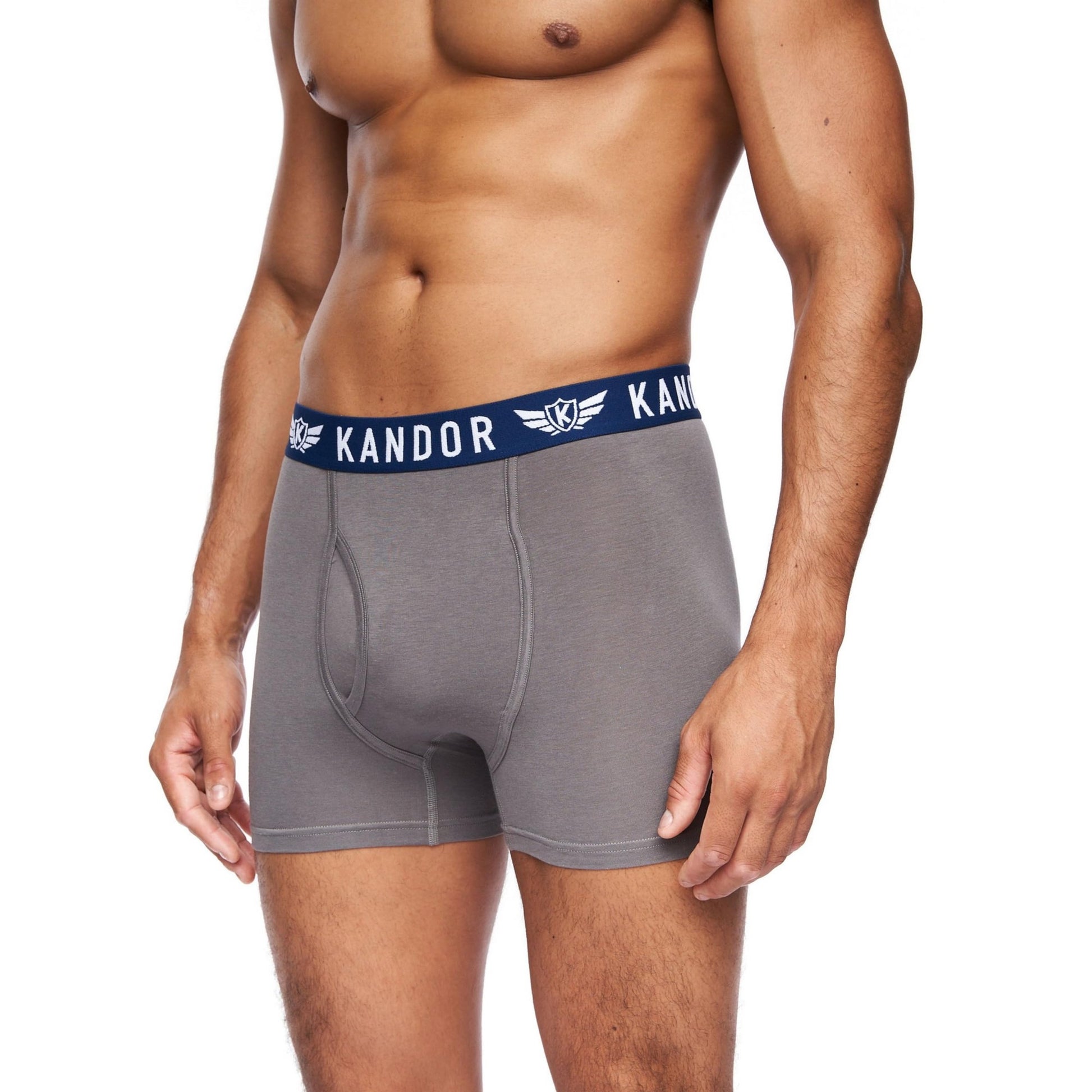 Blue-Red - Side - Kandor Mens Bambers Bamboo Boxer Shorts (Pack of 7)