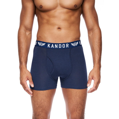 Blue-Red - Lifestyle - Kandor Mens Bambers Bamboo Boxer Shorts (Pack of 7)