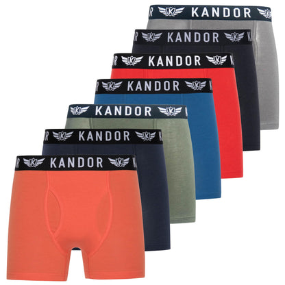 Orange - Front - Kandor Mens Bambers Bamboo Boxer Shorts (Pack of 7)