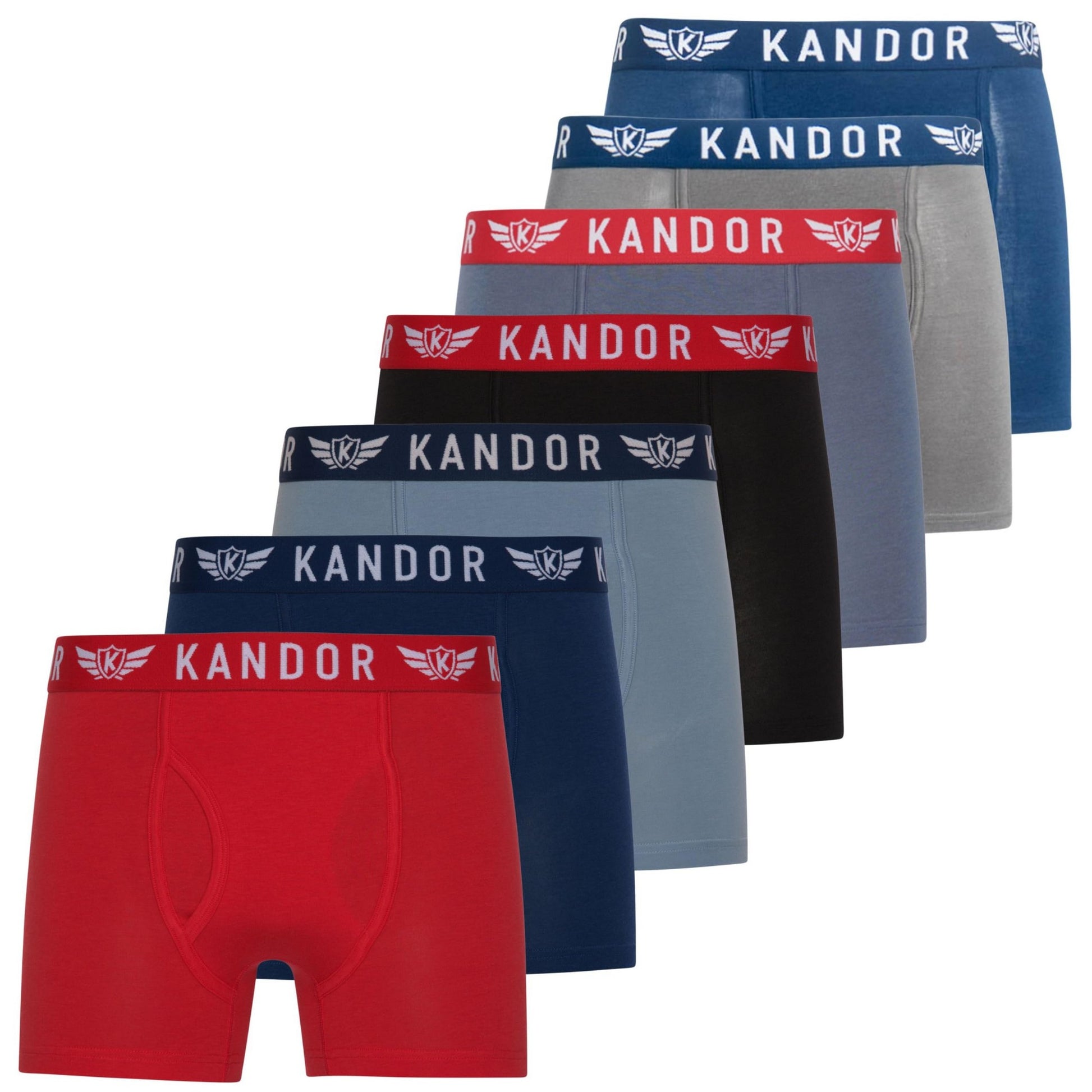 Blue-Red - Front - Kandor Mens Bambers Bamboo Boxer Shorts (Pack of 7)